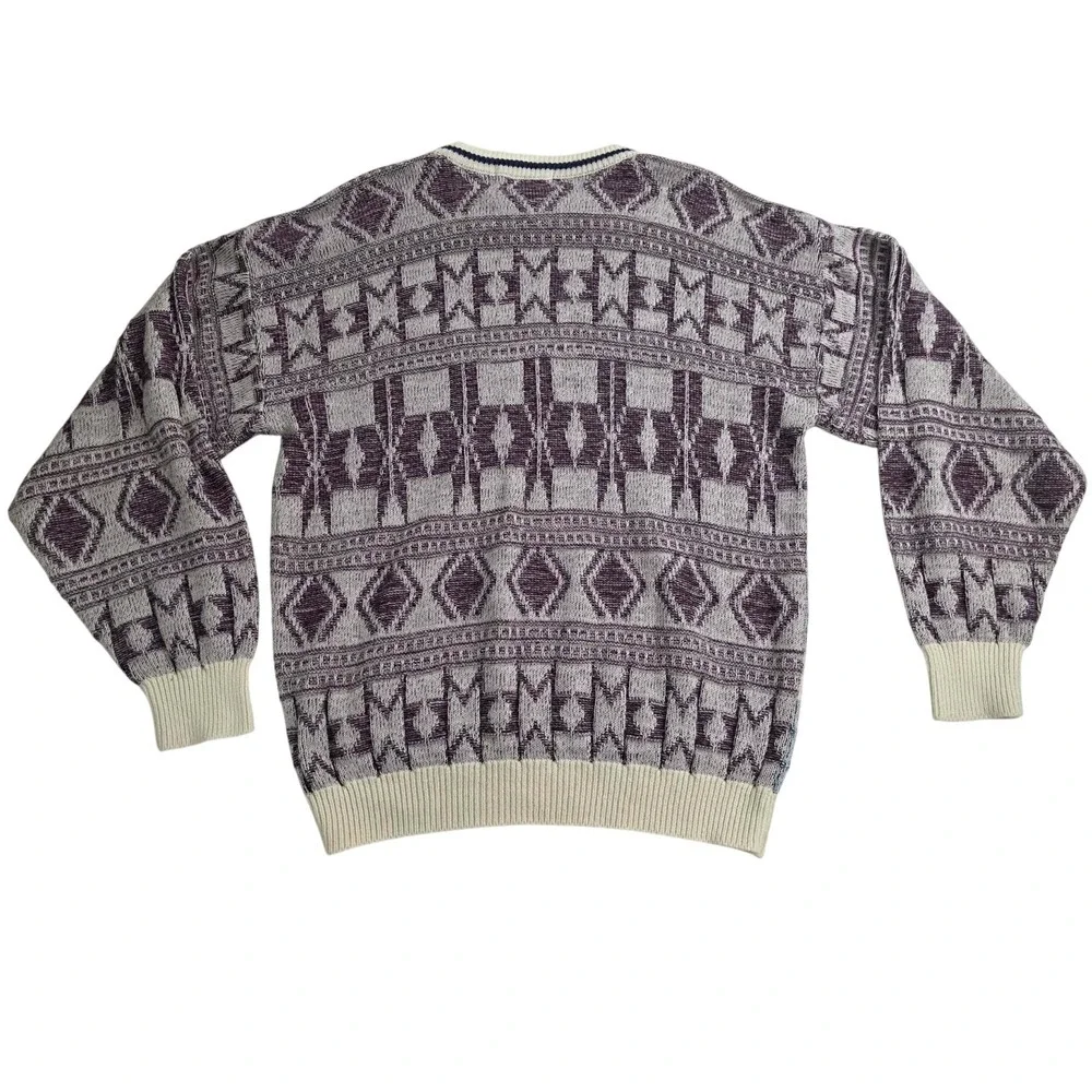 Vtg 90s Botany500 Professorcore Sweater Mens Large Grandpacore Abstract Knit